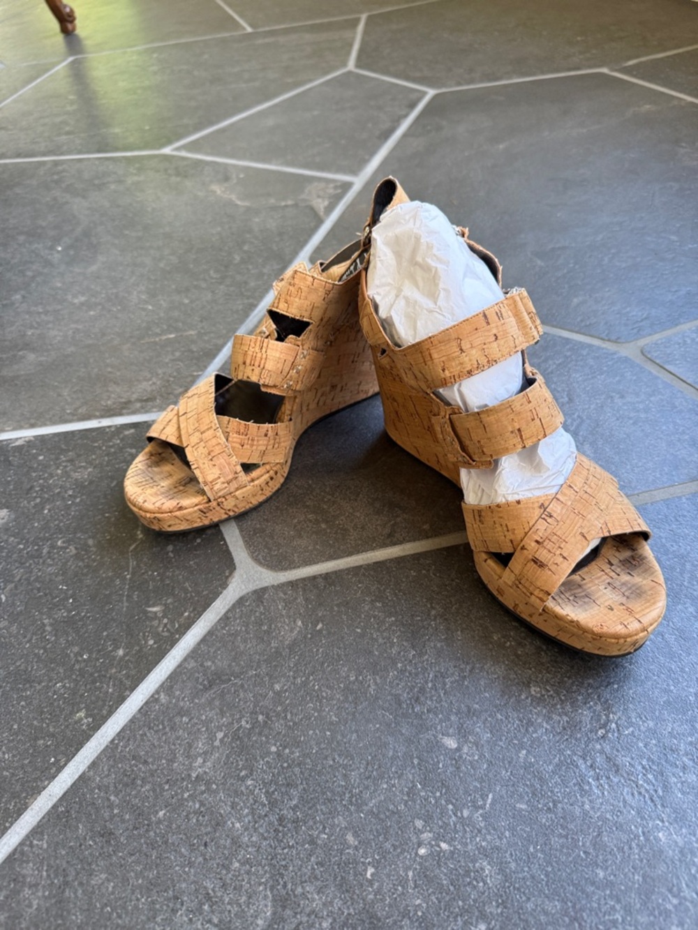 Donald J. Pliner Cork Triple-Strap Wedge Sandals in Natural